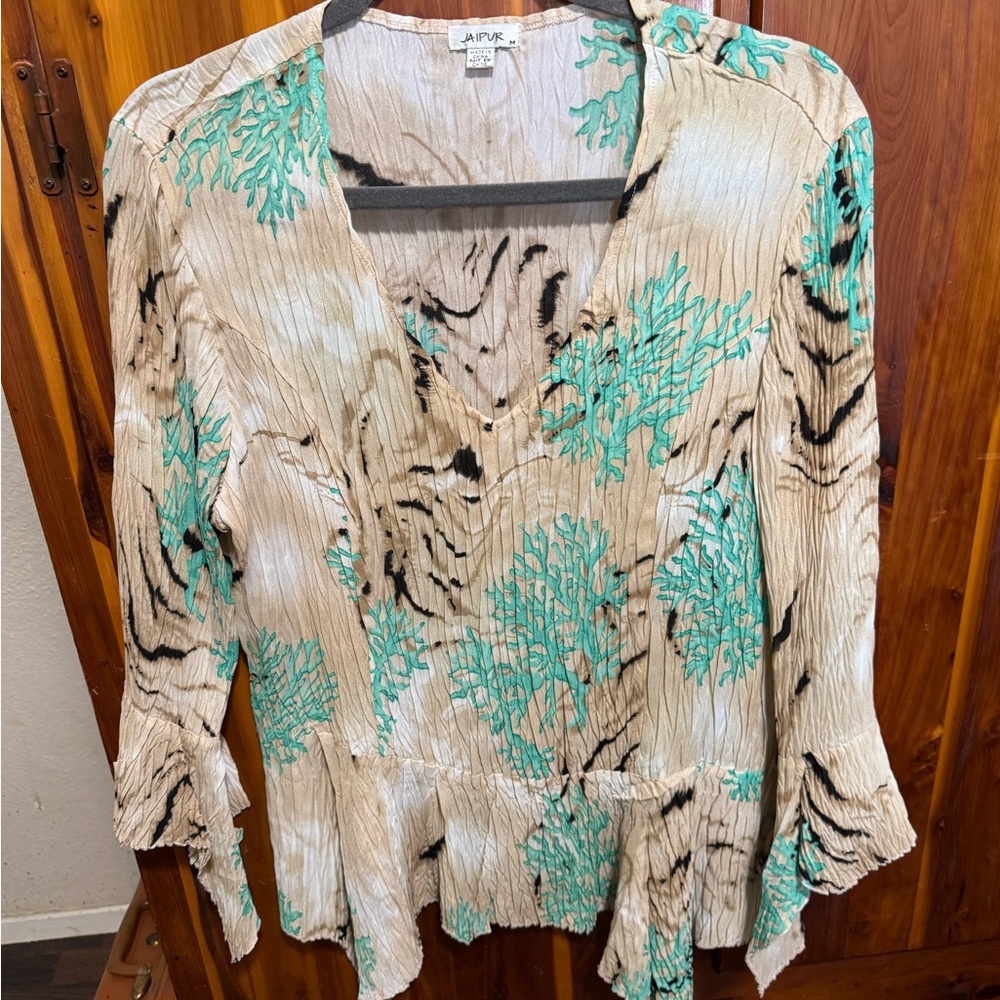 Jaipur Beige and Green Blouse